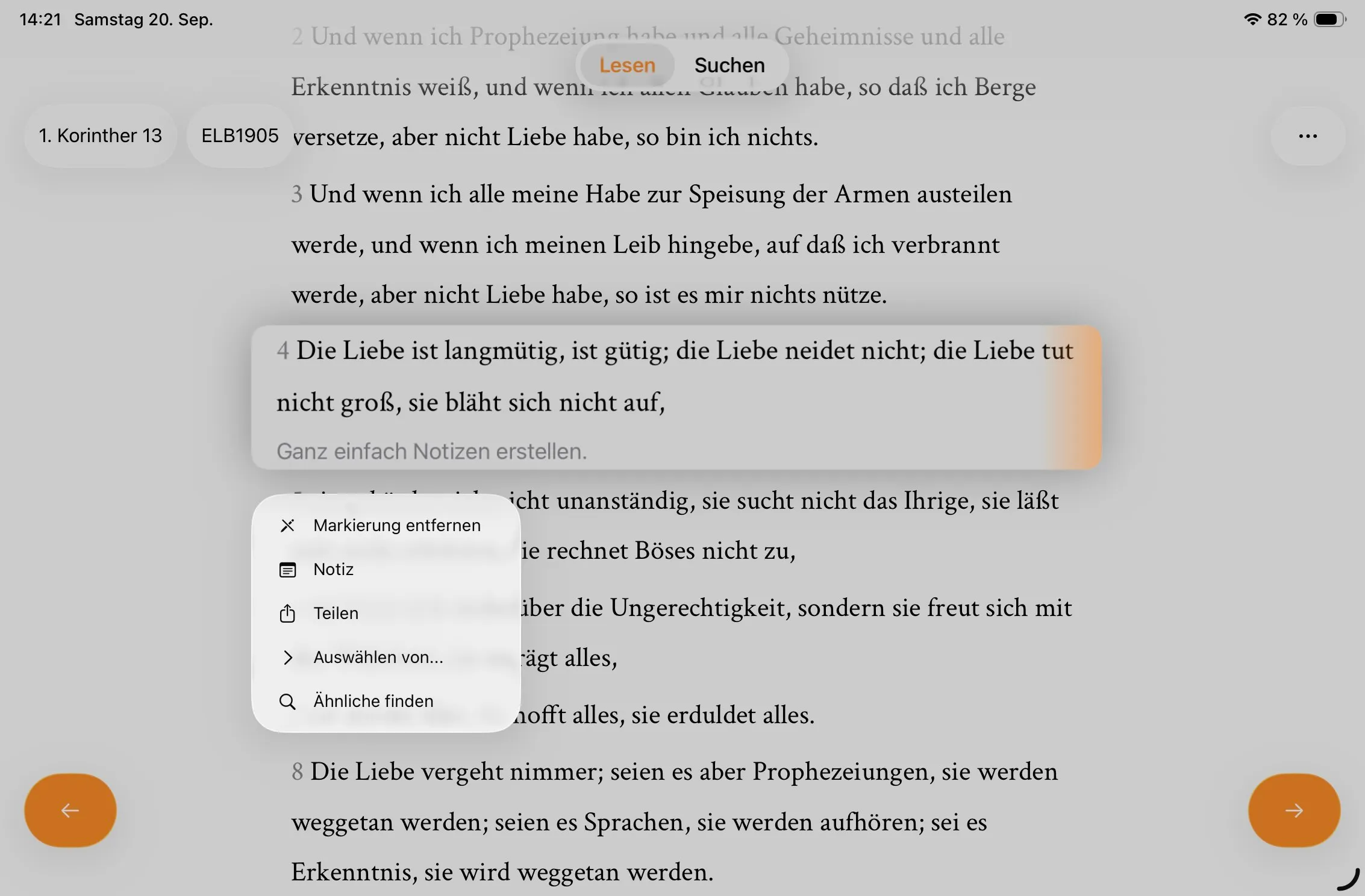 Screenshot der Vector Bible App für Tablets