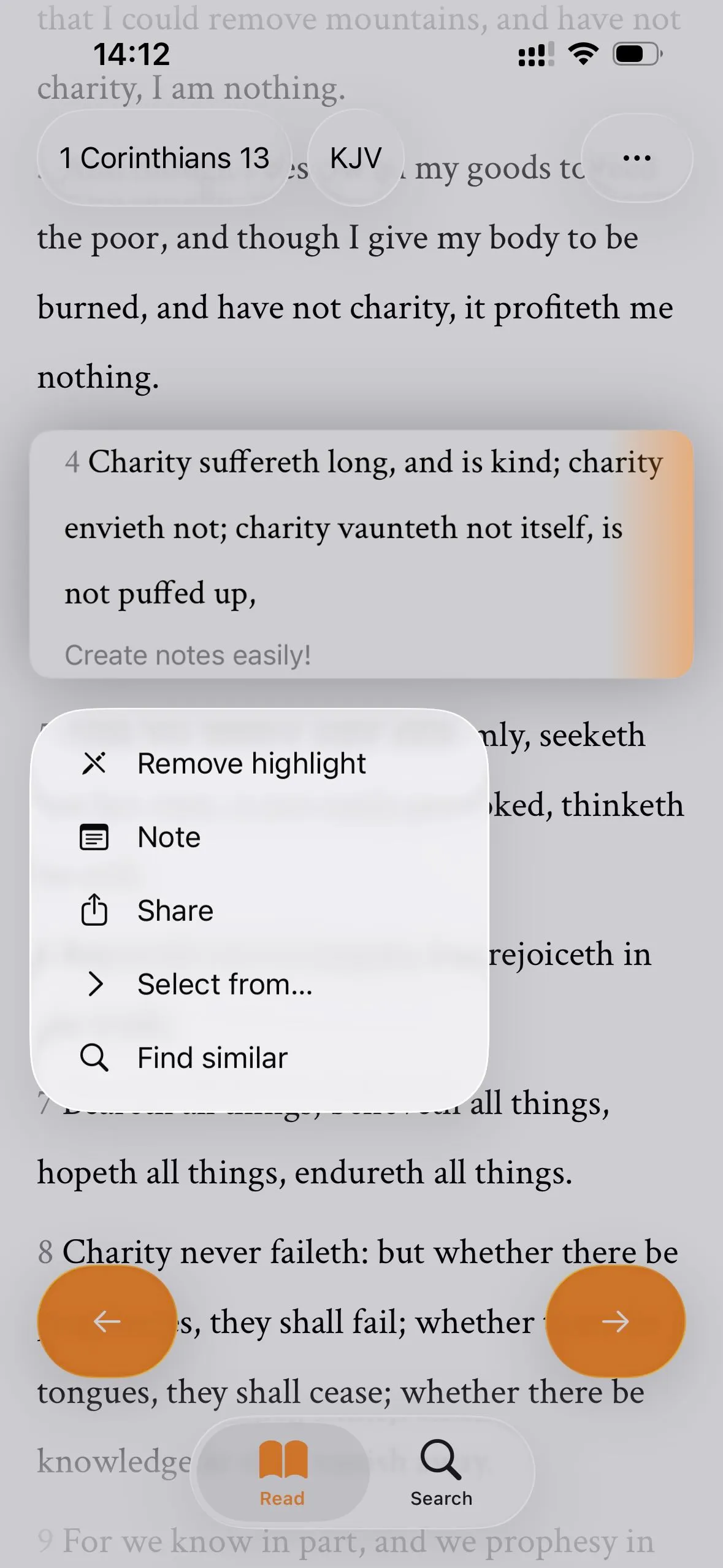 Screenshot of the Vector Bible app